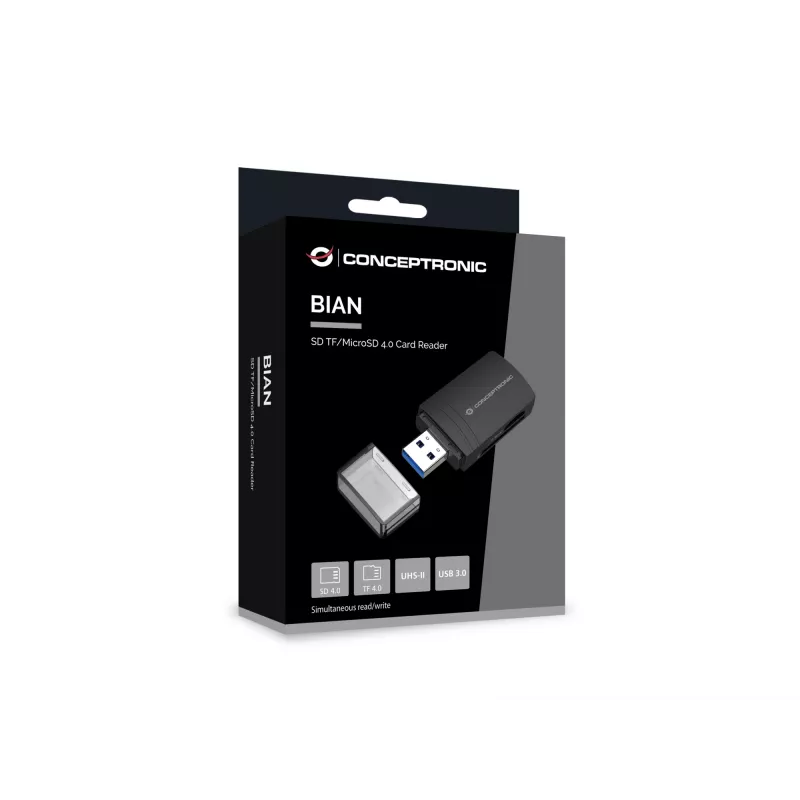 Conceptronic BIAN06B Czytnik kart SD TF/MicroSD 4.0, UHS-II, USB 3.0, 5 Gb/s