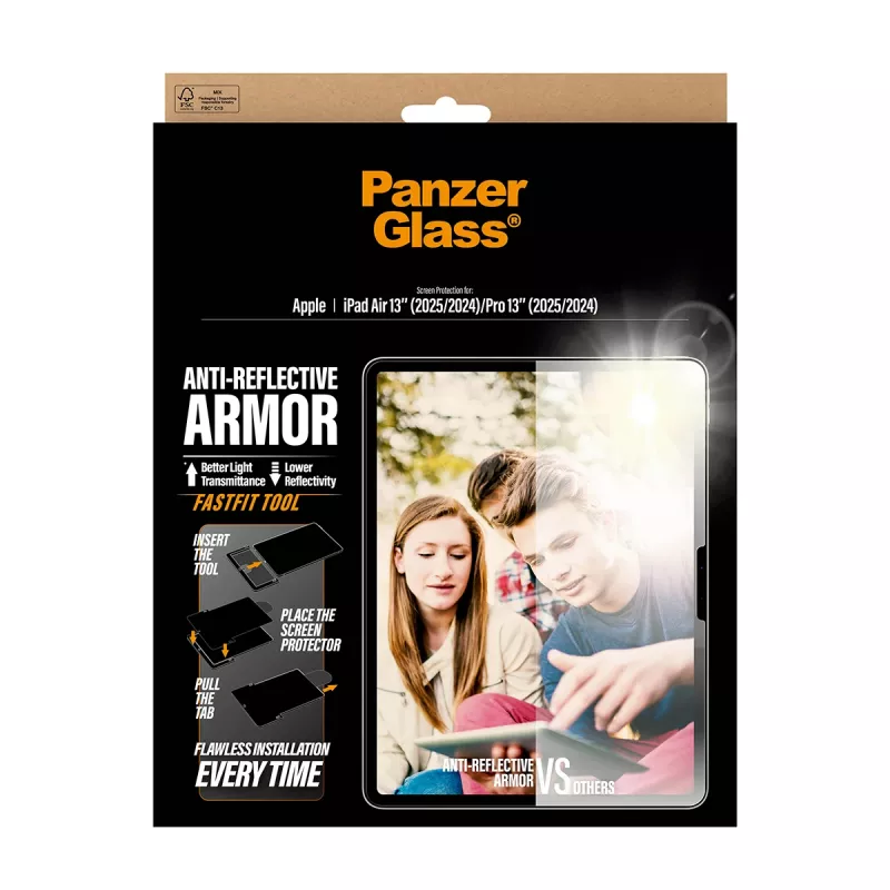 PanzerGlass ® Anti-Reflective Armor Ochrona ekranu iPad Air 13 cali (2024-2026) | Pro 13 cali (2024-2025) | Ultra-Wide Fit z narzędziem Fastfit