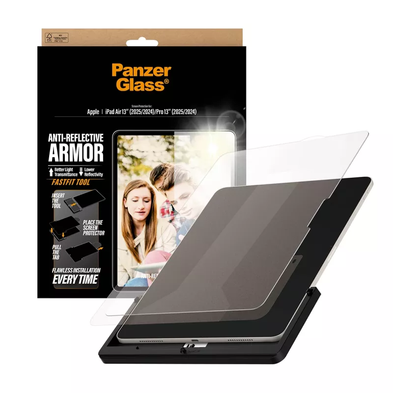 PanzerGlass ® Anti-Reflective Armor Ochrona ekranu iPad Air 13 cali (2024-2026) | Pro 13 cali (2024-2025) | Ultra-Wide Fit z narzędziem Fastfit