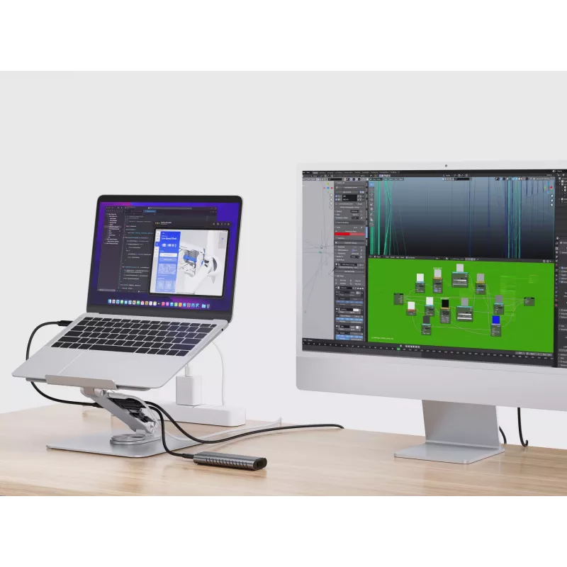 Conceptronic DONN27G, Podstawka pod laptopa, Srebrna, Aluminium, 360°, USB 3.2 Gen 1 (3.1 Gen 1) Typ-C, 5000 Mbit/s