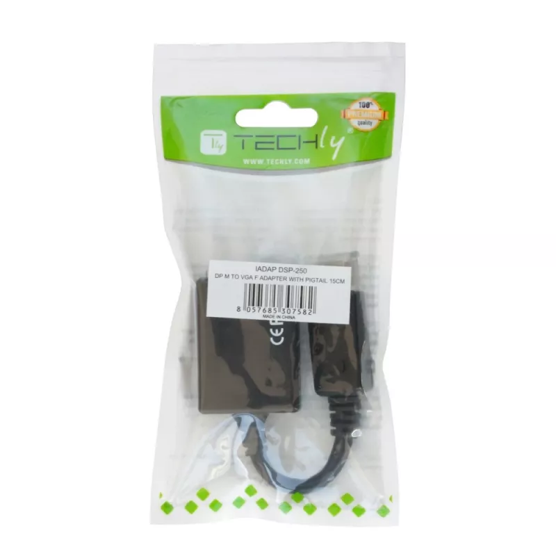 Techly DisplayPort DP do VGA Adapter M F IADAP DSP-250, 0.07 m, DisplayPort, 2 x VGA (D-Sub), Męski, Żeński, 1920 x 1200 pikseli