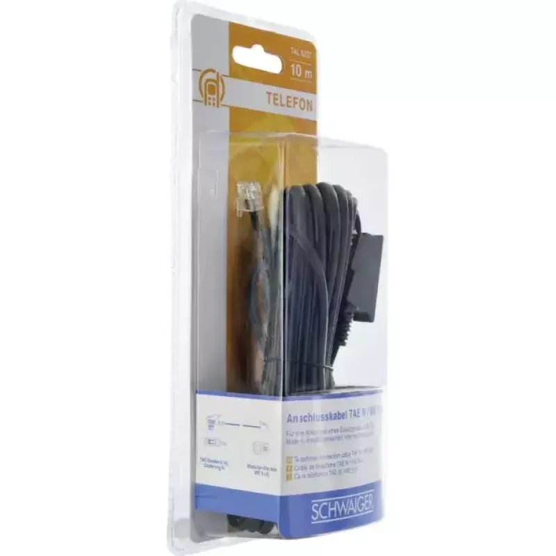 Kabel RJ-11 Schwaiger 10m TAE-N Czarny