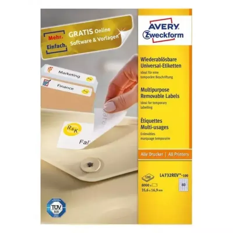 Samoprzylepne etykiety do drukarek Avery L4732REV-100