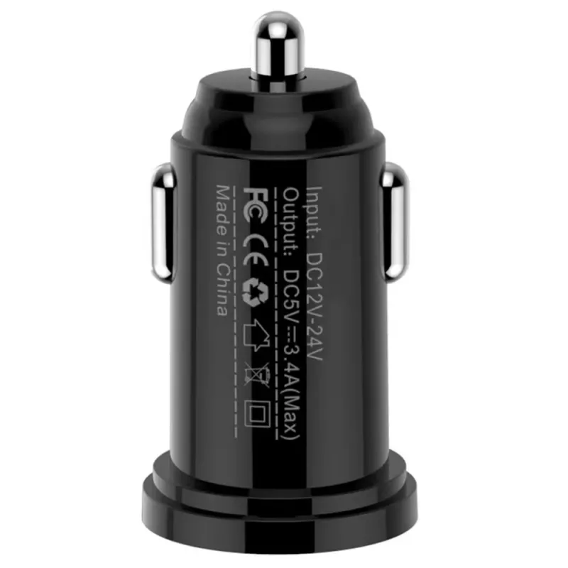 Techly Mini ładowarka samochodowa 2 porty USB-A 24 W / 4,8 A Czarna, Auto, Gniazdo zapalniczki, 4,8 A, Czarny