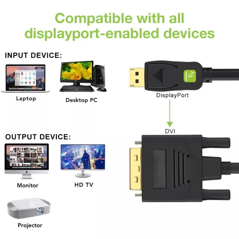 Kabel Techly Monitor DisplayPort na DVI 3 m ICOC DSP-C-030, 3 m, DVI-D, DisplayPort, Męski, Męski, 1920 x 1080 (HD 1080)