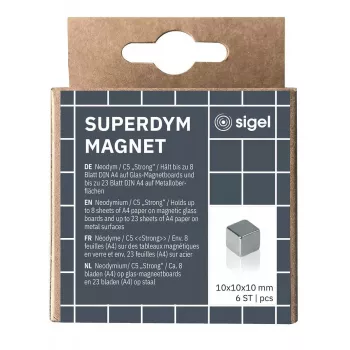 Sigel BA192 magnes do prac kreatywnych, sześcienny, neodymowy, srebrny, 10 mm