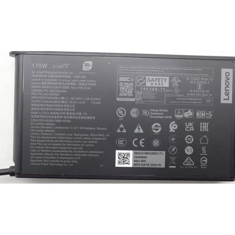 Lenovo 5A11K67851 zasilacz / przetwornica Wewnętrzny 170 W Czarny