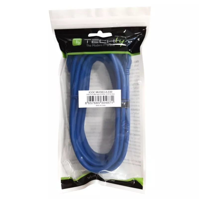 Kabel Techly USB 3.0 Superspeed A / Micro B 3m niebieski ICOC MUSB3-A-030