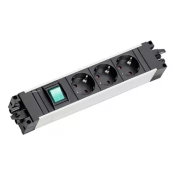 Listwa zasilająca Bachmann STEP ALU 3-gniazdowa z wyłącznikiem, obudowa aluminiowa, 3 gniazda AC, 230 V, 16 A, IP20