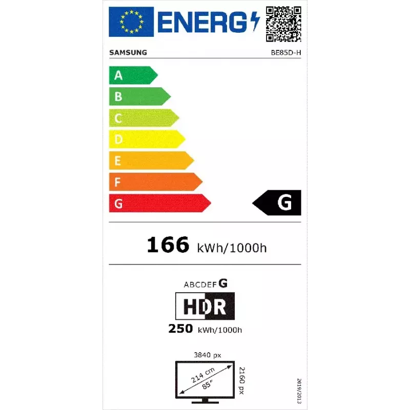 Samsung BE85D-H Cyfrowy wyświetlacz informacyjny płaski 2,16 m (85 cali) LED Wi-Fi 4K Ultra HD Czarny Tizen 16/7