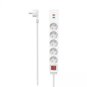 Hama 00223186 przedłużacz sieciowy 1,4 m 5 gniazd AC Wewnętrzny Biały