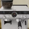 Ekspres do kawy KRUPS XP801T półautomatyczny z wbudowanym młynkiem, zbiornik na wodę 3 L, możliwość parzenia 2 filiżanek, czarny/stal nierdzewna