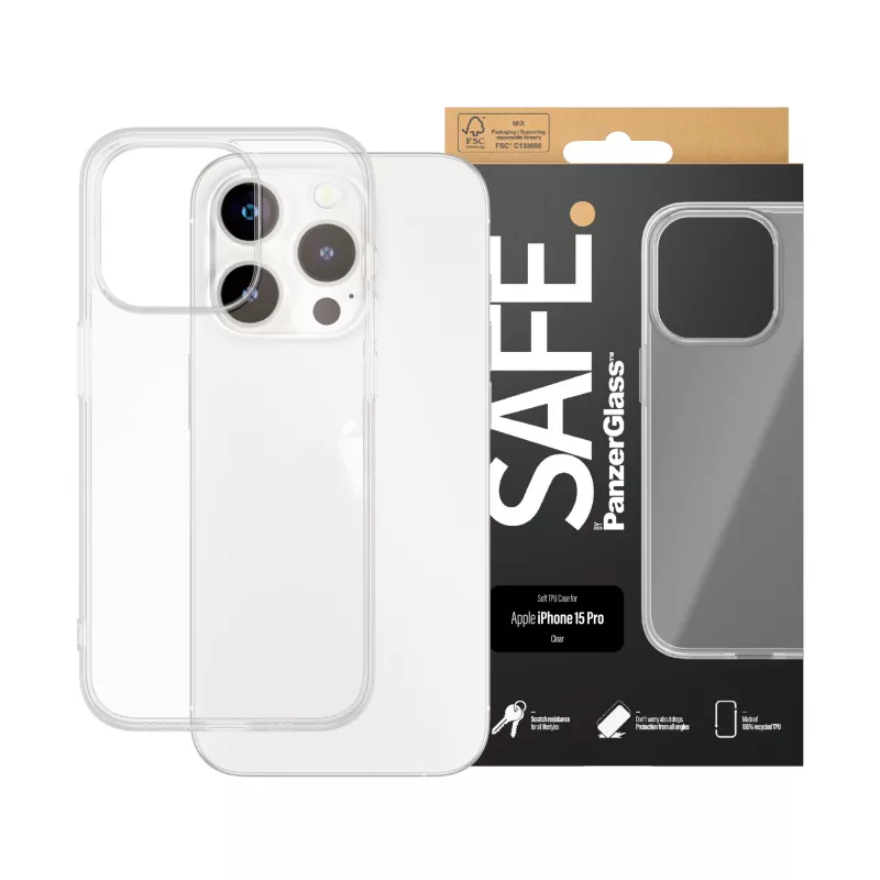 PanzerGlass SAFE. by ® TPU etui Transparent do iPhone 15 Pro