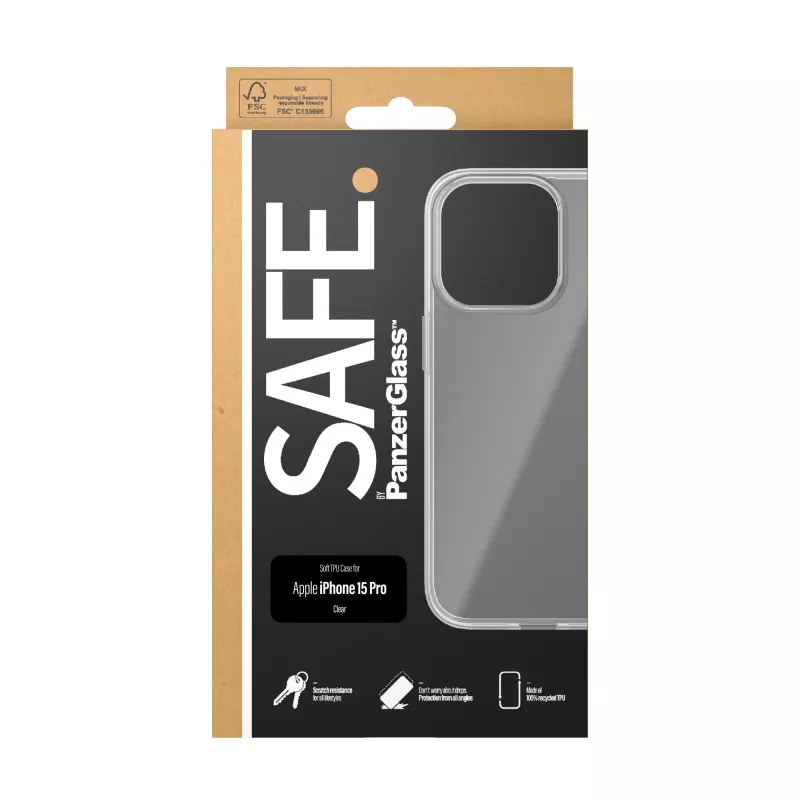 PanzerGlass SAFE. by ® TPU etui Transparent do iPhone 15 Pro