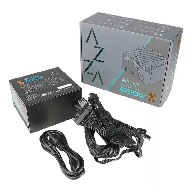 Zasilacz AZZA PSAZ-650B (ATX3.1) 650 W, 20+4 pin ATX, nie-modularny, 80 PLUS Bronze, czarny