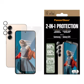 Zestaw ochronny PanzerGlass 2-w-1 Samsung Galaxy S25 odporny na zarysowania i wstrząsy