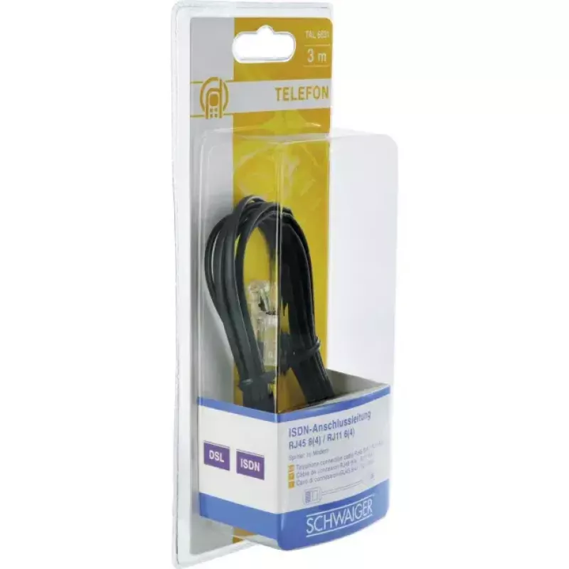 Kabel sieciowy Schwaiger 3,0 m RJ-11 - RJ-45 3 m czarny