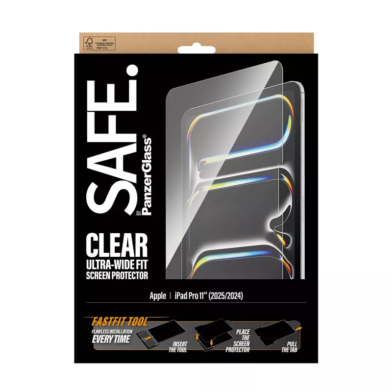 PanzerGlass SAFE. by ® Szkło ochronne iPad Pro 11 cali (2024-2025) | Ultra-Wide Fit z narzędziem Fastfit