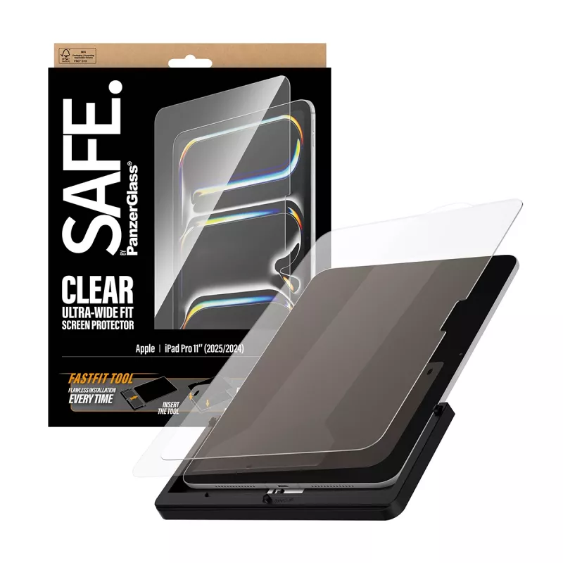 PanzerGlass SAFE. by ® Szkło ochronne iPad Pro 11 cali (2024-2025) | Ultra-Wide Fit z narzędziem Fastfit