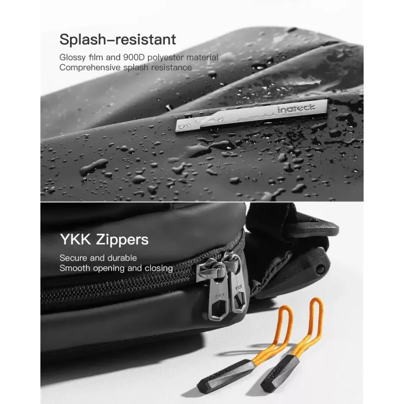 Torba na ramię Inateck LB03014 — unisex, poliester 900D, zapięcie na zamek, 4 L, czarny