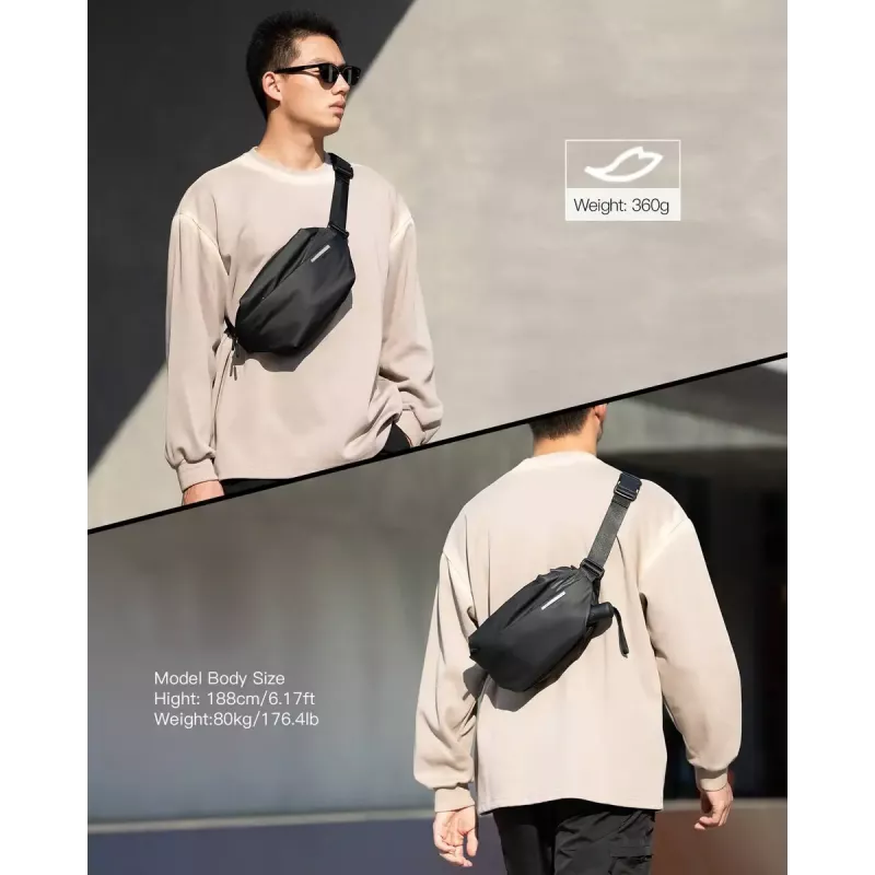 Torba na ramię Inateck LB03014 — unisex, poliester 900D, zapięcie na zamek, 4 L, czarny