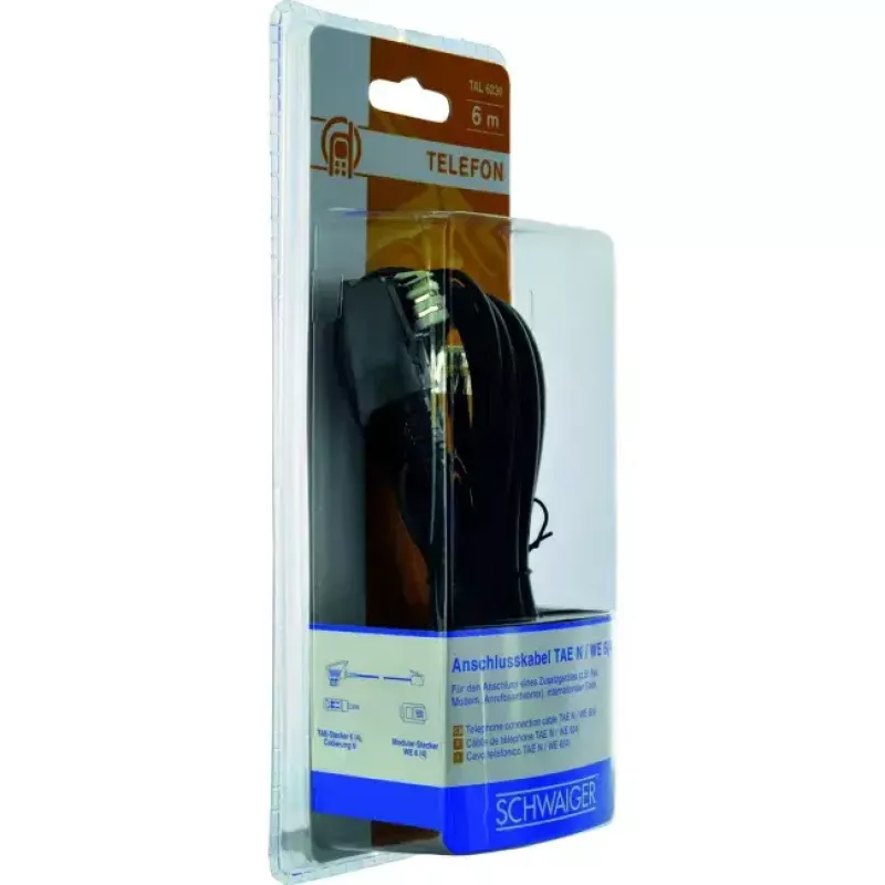 Kabel RJ-11 Schwaiger TAL6236533 6.0m TAE-N Czarny