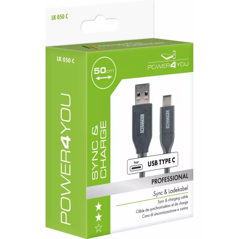 Kabel USB Schwaiger LK 050 C USB 3.2 Gen 2 0.5m USB A USB C Czarny