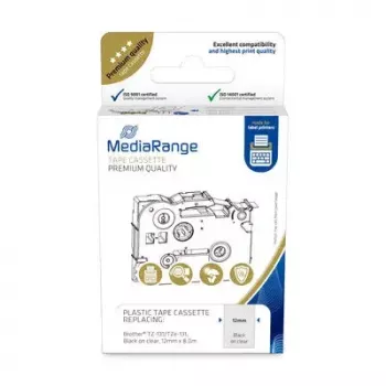 Kaseta z taśmą plastikową MediaRange TZ-131 12 mm czarny na przezroczystym