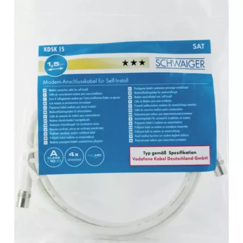 Kabel koncentryczny Schwaiger KDSK15042 F F 1,5 m biały