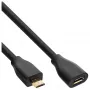 Przedłużacz InLine Micro-USB 2.0, Micro-B M/F, czarny/złoty, 2 m