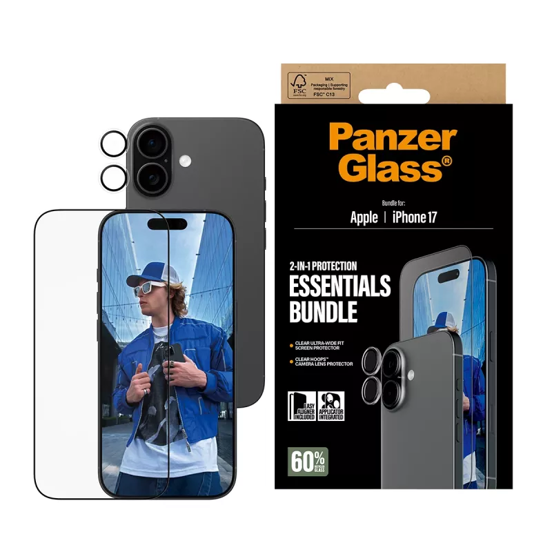 PanzerGlass 2-w-1 Zestaw Essentials iPhone 17 Odporność na zarysowania i wstrząsy