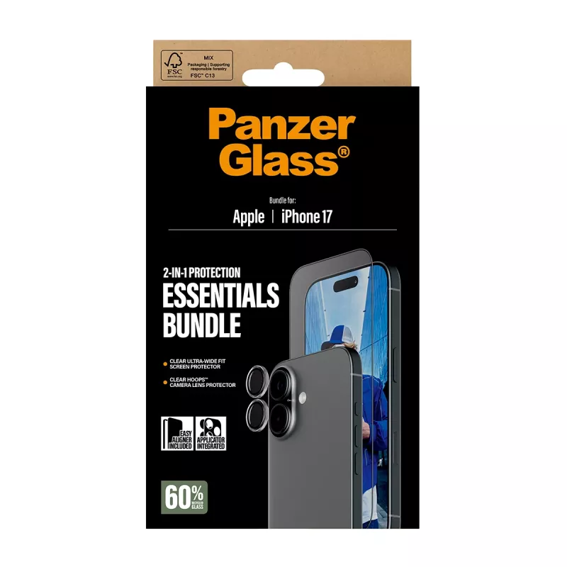 PanzerGlass 2-w-1 Zestaw Essentials iPhone 17 Odporność na zarysowania i wstrząsy