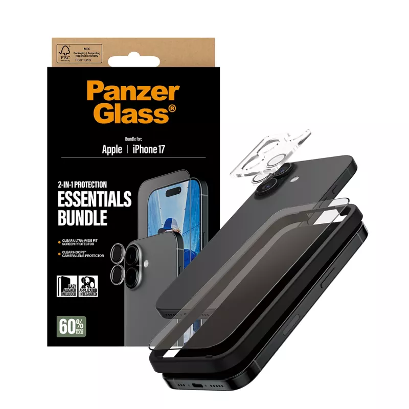 PanzerGlass 2-w-1 Zestaw Essentials iPhone 17 Odporność na zarysowania i wstrząsy