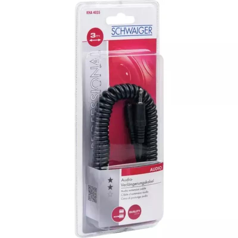 Kabel audio Schwaiger KHA4035 3 m 3,5 mm żeński na żeński czarny