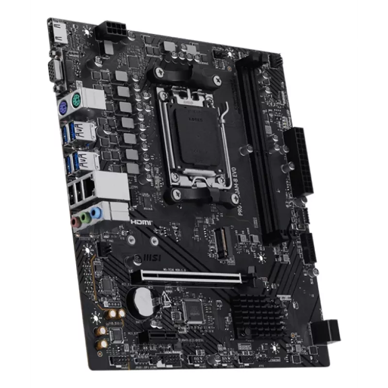 Płyta główna MSI PRO A620AM-B EVO ATX — AMD A620A, Socket AM5, DDR5 2× DIMM do 128 GB, 5 Gb Ethernet, M.2 i SATA III, HDMI 2.1