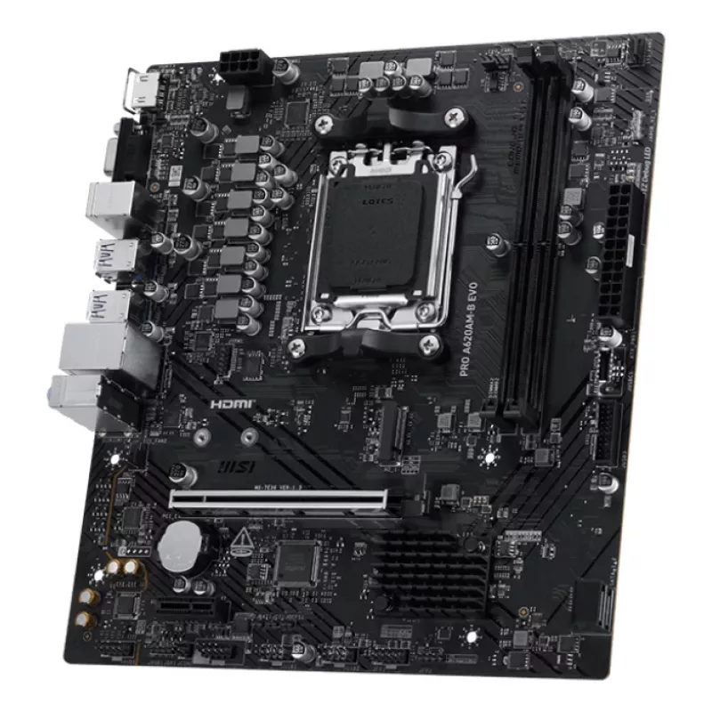 Płyta główna MSI PRO A620AM-B EVO ATX — AMD A620A, Socket AM5, DDR5 2× DIMM do 128 GB, 5 Gb Ethernet, M.2 i SATA III, HDMI 2.1