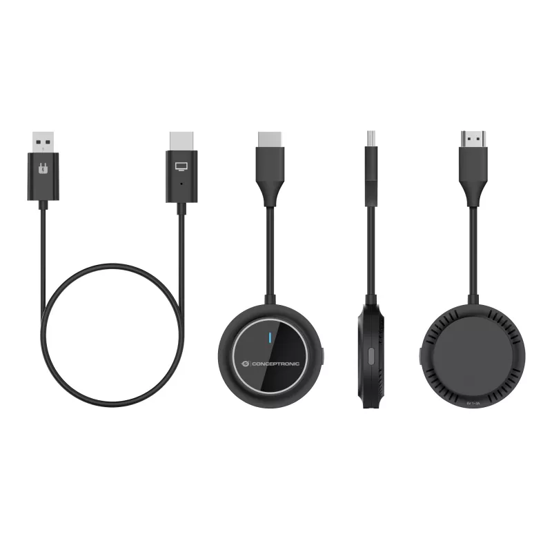 Bezprzewodowy zestaw przedłużacza HDMI CONCEPTRONIC ATHERIC02B — klucz sprzętowy, HDMI/USB, 1080p (1920x1080), zasilany przez USB