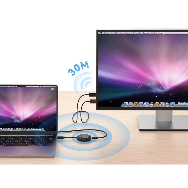 Bezprzewodowy zestaw przedłużacza HDMI CONCEPTRONIC ATHERIC02B — klucz sprzętowy, HDMI/USB, 1080p (1920x1080), zasilany przez USB