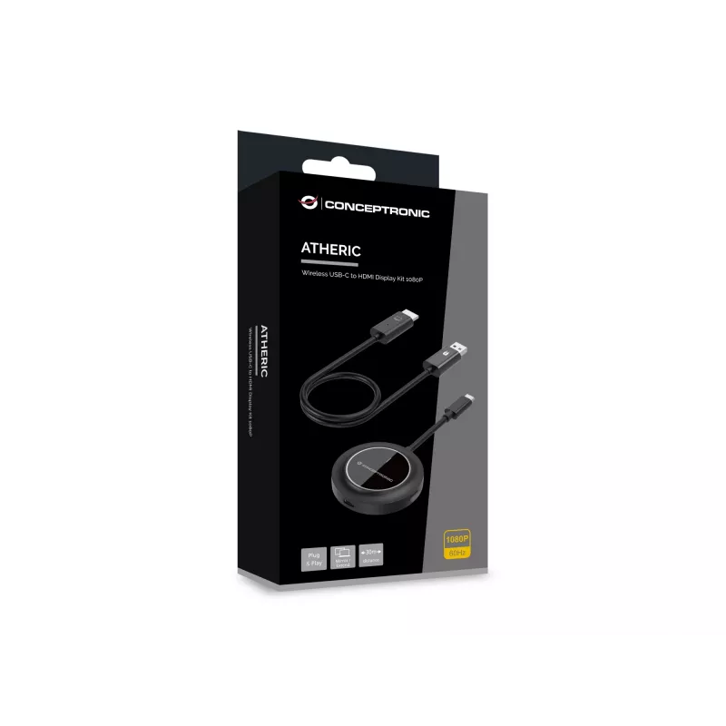 Conceptronic ATHERIC01B Bezprzewodowy zestaw do wyświetlania USB-C na HDMI 1080P