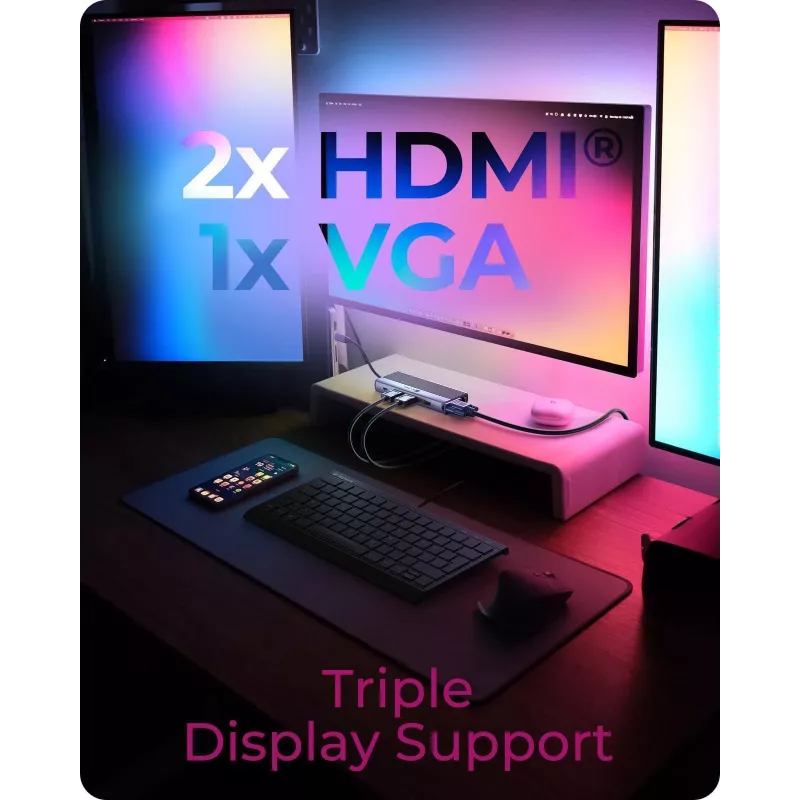 ICY BOX IB-DK4062-CPD przewodowa stacja dokująca USB 3.2 Gen 1 (3.1 Gen 1) Type-C antracyt