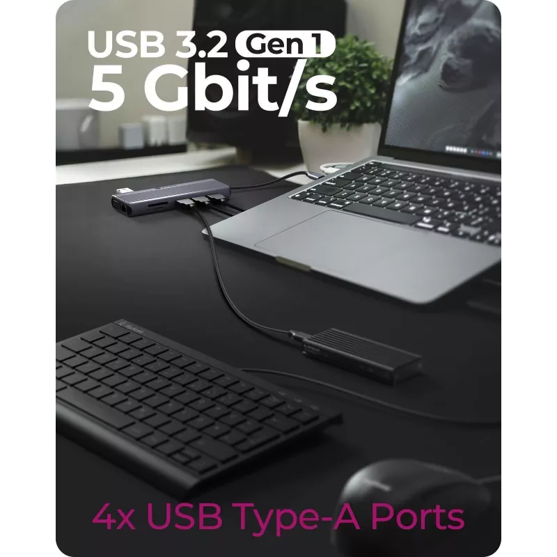 ICY BOX IB-DK4062-CPD przewodowa stacja dokująca USB 3.2 Gen 1 (3.1 Gen 1) Type-C antracyt