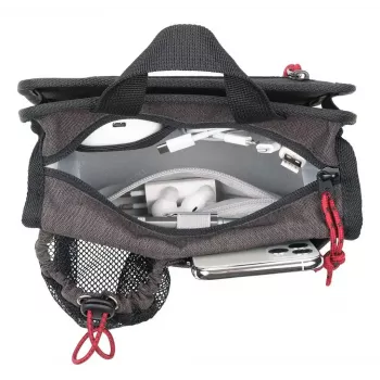 Torba do wózka / na ramię TROIKA BBG67/GY – Poliester, czarno-szara, 200×50×175 mm, na zamek błyskawiczny