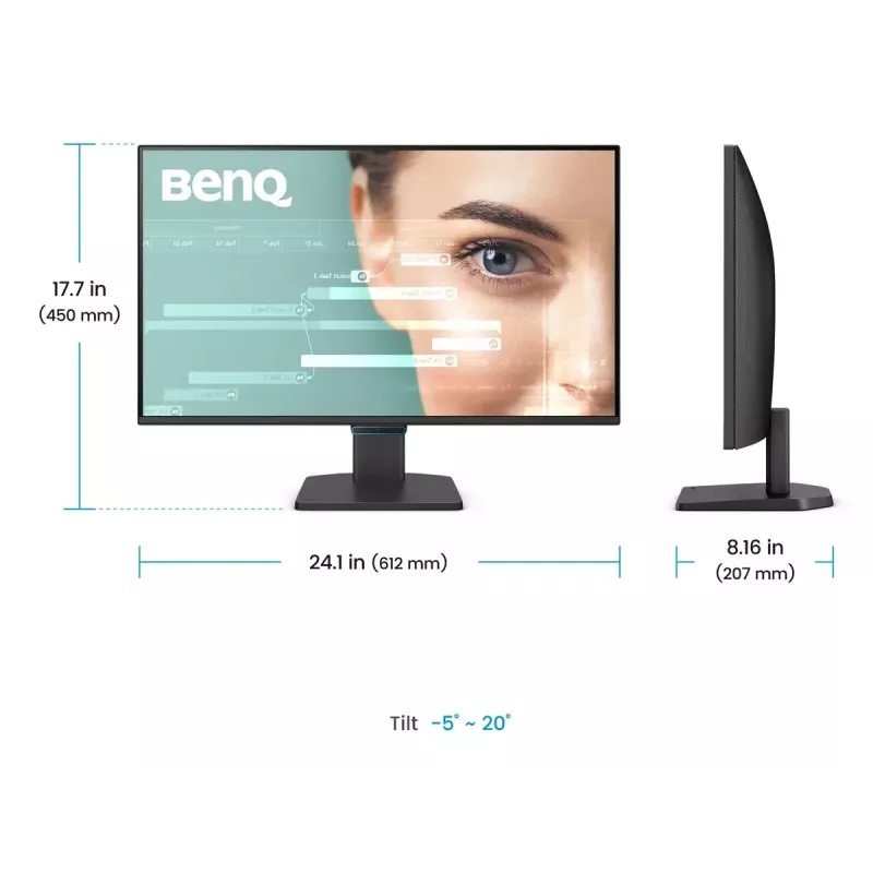 Monitor BenQ 27 cali 1080p FHD Eye-Care — 27 cali (68,6 cm), 1920×1080, 5 ms, IPS/LCD, matowy, 16:9, 178°/178°, wbudowane głośniki, VESA, czarny