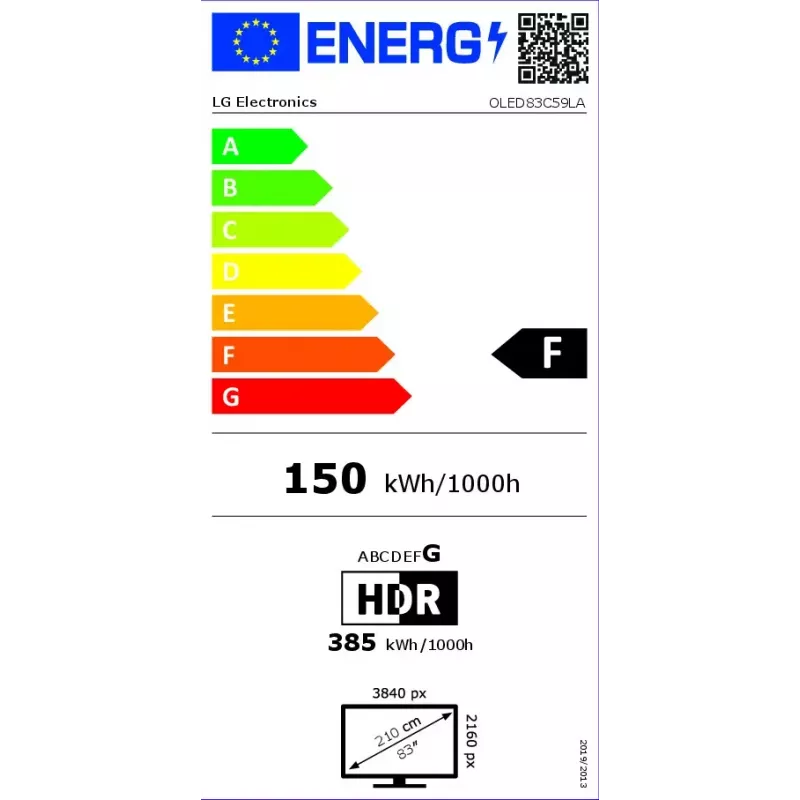 LG OLED evo OLED83C59LA 2,11 m (83 cale) 4K Ultra HD Smart TV Wi-Fi Czarny