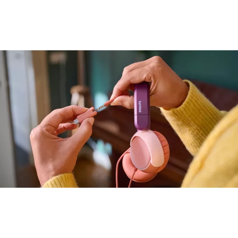 Philips 2000 series TAK2000MP/00 słuchawki/zestaw słuchawkowy Przewodowe Nagłowne Rozmowy/Muzyka USB typu C Pomarańczowy, fioletowy, różowy