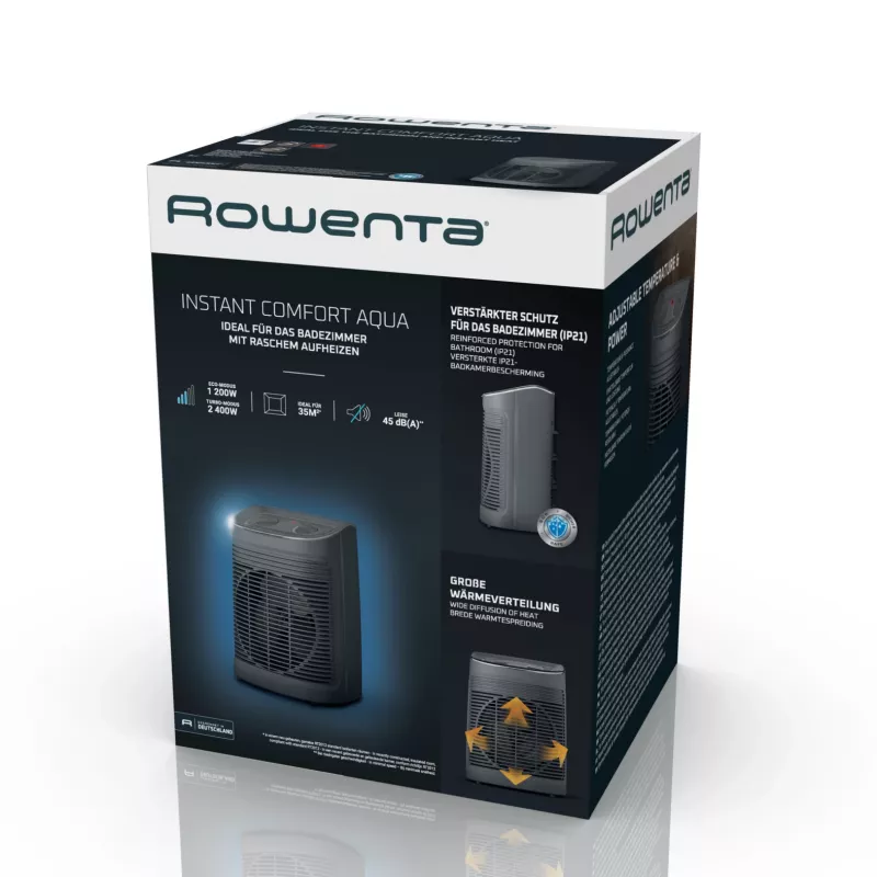 Rowenta Instant Comfort SO6511 Grzejnik elektryczny z wentylatorem, szary, 2200 W, do wnętrz