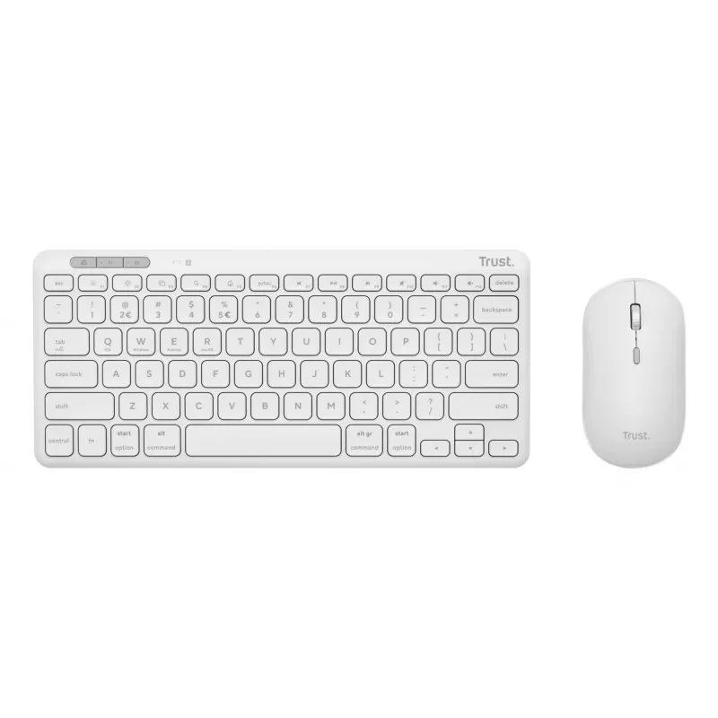 Zestaw klawiatury i myszy TRUST Lyra Mini Wireless QWERTZ (RF + Bluetooth) Biały, układ niemiecki
