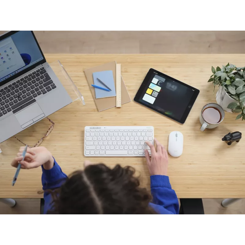 Zestaw klawiatury i myszy TRUST Lyra Mini Wireless QWERTZ (RF + Bluetooth) Biały, układ niemiecki