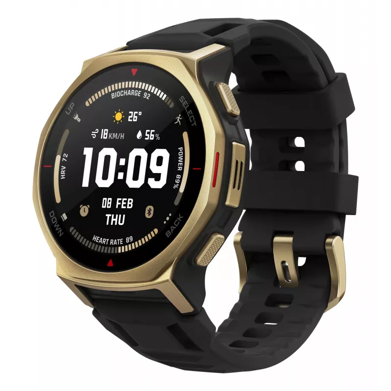 Amazfit T-rex 3 Pro 3,35 cm (1,32 cala) AMOLED 44 mm Cyfrowy 466 x 466 pikseli Dotykowy Złoty Wi-Fi GPS (satelitarny)