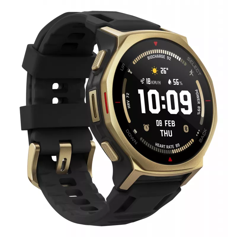 Amazfit T-rex 3 Pro 3,35 cm (1,32 cala) AMOLED 44 mm Cyfrowy 466 x 466 pikseli Dotykowy Złoty Wi-Fi GPS (satelitarny)